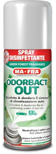 MAFRA, Odorbact Out New Car, Purificatore Spray per Interni Abitacolo Auto, Pulisce e Purifica il Sistema di Climatizzazione dell’Auto, Neutralizzatore Cattivi Odori di Fumo e Cibo, Bomboletta 150ml