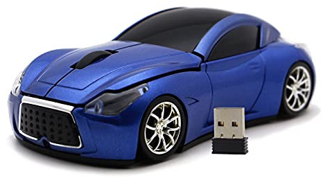 DAY DAY HAPPY Sportwagen Maus Computer drahtlose Maus 2,4 GHz optische Mäuse mit LED-Licht für PC Laptop (Blue)