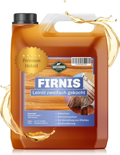 Martenbrown Linoljeväxt i 10 l behållare | Premium träolja 2-vägs kokad | Perfekt för inomhus- och utomhusbruk | naturligt skydd för alla typer av trä | Perfekt för möbler och terrasser