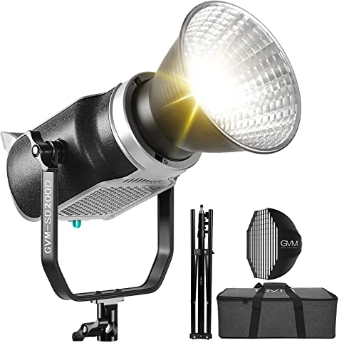 GVM LED Videoleuchte mit Softbox, 200W Bowens 3200K-5600K COB Fotografie licht mit Stativ, APP und DMX Steuerung LED Studio Dauerlicht für Fotografie, Video, Interview, YouTube, Film 93000Lux/0,5m