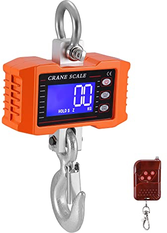 KKTECT 1T Hängewaage Wiederaufladbare superklare digitale Kranwaage mit Fernbedienung 1000kg hochpräzise elektronische Hängewaage Industrielle schwere elektronische Hakenwaage