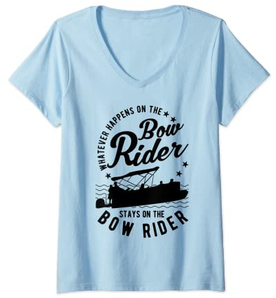 Womens Whatever Happens On The Bow Rider Boat - Bow Rider Boat V-Neck T-Shirt
