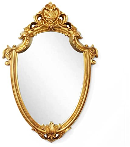 Eaoundm Specchio decorativo da parete, 41,9 x 27,9 cm, stile vintage (oro spazzolato)