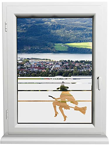 INDIGOS UG - Glasdekorfolie - Hexe - Sonnenschutz H50Line - Sichtschutzfolie - Fensterfolie - für die Küche, Bad ans Fenster, Sichtschutz - selbstklebend - matt