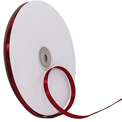 Vinrött band, 6 mm för presentförpackning, 91 m, satinband, hårband för kvinnor, ballongband, presentband, tjockt tygband för hantverk, jul, florister, bukett, bröllopskortege, tårtdekorationer