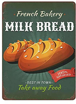 QQIAEJIA Metal Tin Sign Mike Bread Fast Food Vintage Tin Poster Metal Sign Wall Decoration Country Kitchen Home Garage Decor 16x12