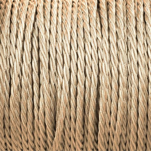 5 Meter Vintage 3 Core Twisted Electric Cable Fabric Covered Wire Italian Braided 0.75 mm Electrical Cable Flexible Wire for Lighting Other Appliances (Light Gold)