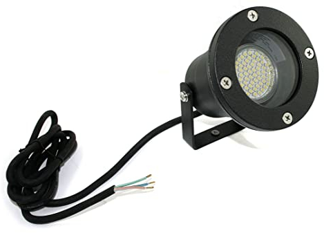 Kamilux Moderne Gartenleuchte mit Erdspieß mit SMD LED 5W Warmweiss - 10 Stück Schwarz Gartenstrahler Wasserfest IP68 Teichstrahler - schwenkbar inkl. bereits montierter ca.1,5m Leitung 3 x 0,75 mm²