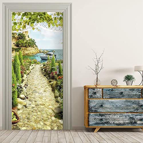 VIRANDA Türtapete Selbstklebend Türposter - Am Meer - Türaufkleber 3D Türklebefolie 77x200cm