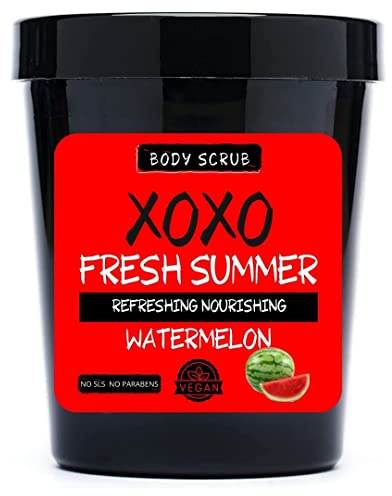 XOXO | Peeling-Körperpeeling für eingewachsene Haare | Anti-Cellulite-Reinigung | Angereichert mit Karite-Butter | Vegan NO SLS KEINE Parabene | Für alle Hauttypen 1 x 250 g (Wassermelone)