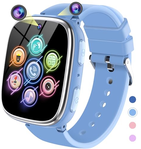 Ucani Reloj Inteligente Niños - Smartwatch para Niño y Niña con Llamadas, Juegos, Podómetro, Cámara, Música, Despertador, Linterna, Audiolibro, Relojes Teléfono Regalos para Infantil 3-12 Años (Azul)