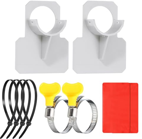sourcing map Swimming Pool Pipe Holder, 2pcs Pool Hose Support Bracket for Above Ground Pool, Preventing Pipes Sagging Accessory with Tape, Cable Ties, Pipe Clamp(Gray)