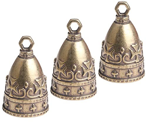 EXCEART Messingglocke 3 Stück Vintage Windspiel Anhänger Kleine Glocken Zum Basteln Antik Goldfarbene Selbstgemacht Schmuckzubehör Für Schlüsselanhänger Und Türdeko