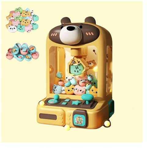 Candy Grabber avec Lumières Et Musique,30 Peluches Et 10 Gashapons ， Distributeur De Poupées Arcade pour 4-8-12 Ans Garçon Fille Idées Cadeaux ,Bear