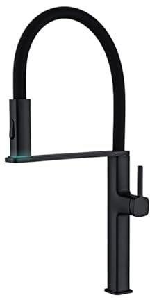 High-End-Küchenarmatur aus schwarzem Messing mit magnetischer Absaugung, Doppelfunktion, Einhand-Kaltwasserhahn und Dual-Control-Spülbeckenhahn (Color : Matte Black)