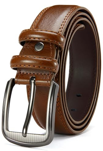 DOOPAI Läderbälte för män svart brunt bälte mode och klassiska mönster för arbete affärer och fritid, 003 Tan, 110CM/ Fits 34 to 36 waist