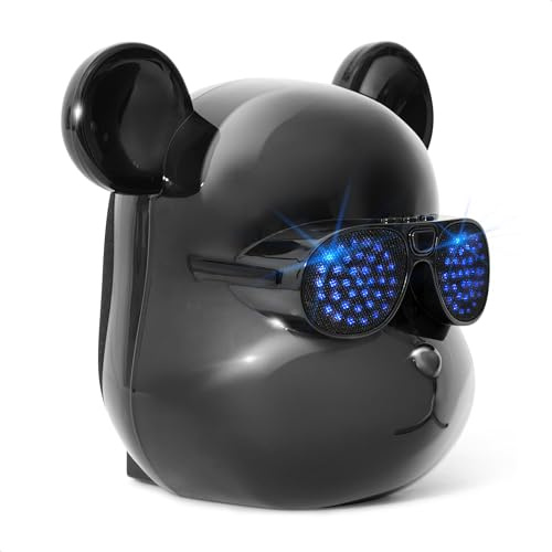 Ibiza - Bear-Sound - Baffle, Altavoz con batería Recargable en Forma de Cabeza de Oso con LED en Las Gafas - Bluetooth, USB, Micro-SD, Aux - TWS - Diseño, Moderno, Divertido