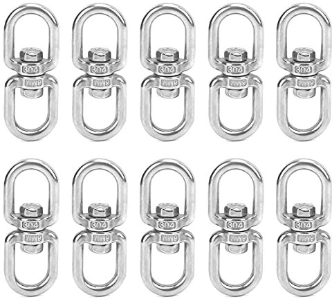 Srliya 10er-Pack M6-Drehhaken, Doppelseitiger 8-förmiger Schäkelringverbinder aus Edelstahl für Kettenmontage