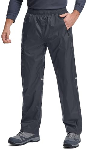 Men's Rain Pants Waterproof Over Pants Windproof Outdoor Hiking Pants for Golf,Fishing,Cycling(LH-1092-Grey-2XL)