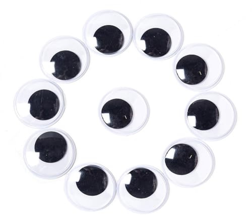 Qikaara 60 Stück Selbstklebende Wackelaugen groß 35mm Kulleraugen Selbstklebend Kunststoff Augen zum Basteln Puppe Augen Schwarze Bastelaugen Big Wiggle Googly Eyes für DIY Kunsthandwerk Dekoration