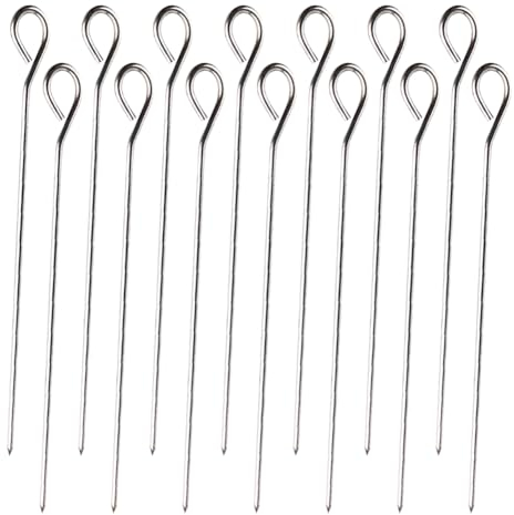 FSSTUD 30 Pcs 15cm Turkey Lacers Stainless Steel Skewers Metal Barbecue Sticks Meat Roasting Needles Chicken Grilling Skewers Long BBQ Sticks for Trussing