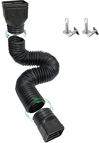 PE Flexible Downpipe, Black Rain Gutter Extension, 21 to 60 Retractable Pipe, 3 to 4 Anti-Blocking Gutter Drain