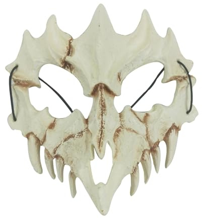 Japanische Halloween-Maske, Tier Skelett Maske Halloween, Harz Hund Schädel Knochen Zähne Scary Horror Devil Wolf Werwolf Maske Halbmaske Karneval Cosplay