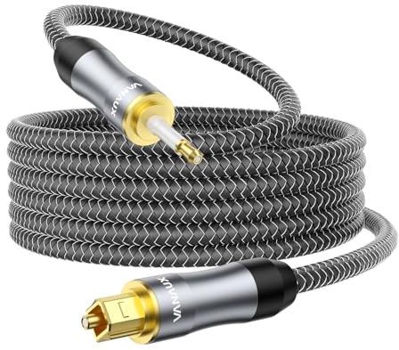 VANAUX Cavo ottico digitale Toslink a Mini Toslink, S/PDIF, placcato oro 24 K, per TV, lettore DVD, soundbar, sistemi stereo (7,6 m)