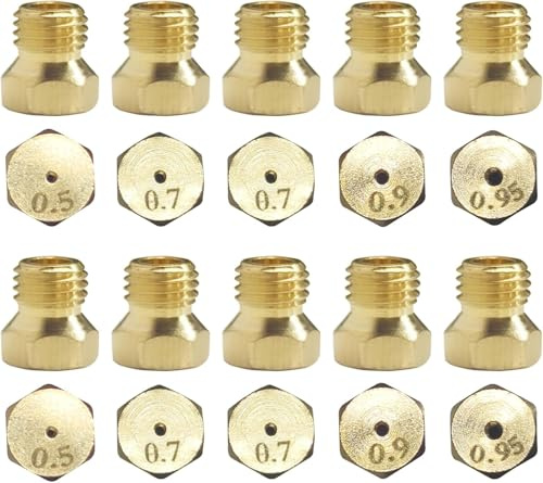 Momowin 10 pcs gicleur gaz butane universel, 2x0.5mm, 4x0.7mm, 2x0.9mm, 2x0.95mm Buses et Injecteurs, gicleur de conversion pour gaziniere gaz bouteille