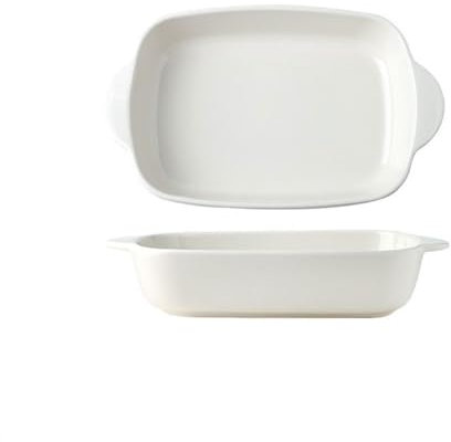 Pirofile da Forno Teglie da Forno Formaggio Riso Al Forno Teglia Forno Utensili Speciali Ciotola In Ceramica Piastra Rettangolare A Doppio Orecchio for Microonde ideali anche per lasagne(Bianco,7inche