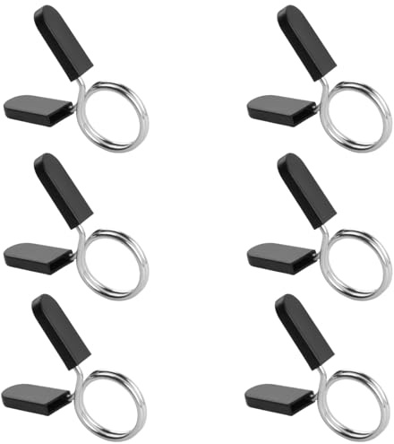 6 Pcs Spring Collar Clips, 25mm/1 Weight Clips for Olympic Bars, Dumbbell Barbell Clamps Collars, Dumbbell Lock Clips, Secure Locking Clips for Gym, Fitness, and Home Workouts