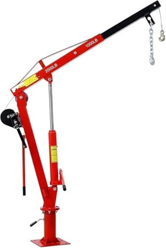 IEOWY Grúa de camión de Servicio Pesado con cabrestante hidráulico, grúa de Plataforma Plegable para polipasto de Motor, polipastos eléctricos de elevación de Motor (Rojo)