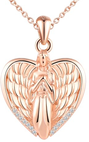 MICSAVI Collar para fotos medallón de plata 925 para mujeres niñas, colgante ángel con alas medallón con cadena 45+5cm guardapelo joyería para mamá novia esposa hija