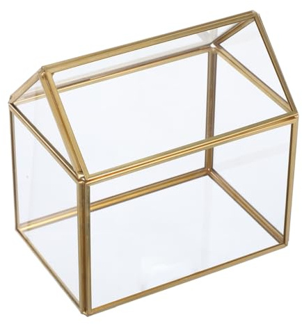VICASKY Glas Gewächshaus Für Innen Mit Geometrischen Mittelteilen Kleines Glas Gewächshaus Für Luftpflanzen Vitrine Für Pflanzenpräsentation in Hausform Moosterrarium Zur Dekoration