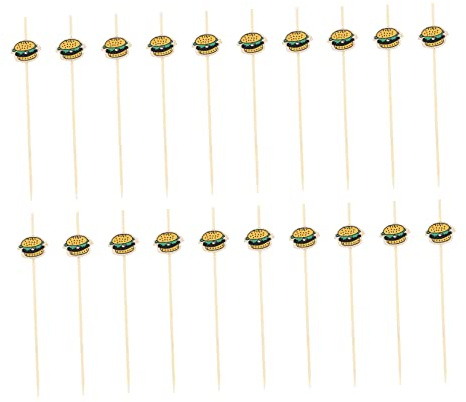 Gatuida 100 Piezas Unidades Palillos Desechables con Diseño Hamburguesa Pinchos Frutas Decorativos para Aperitivos y Decoración de Pasteles para Fiestas Bares