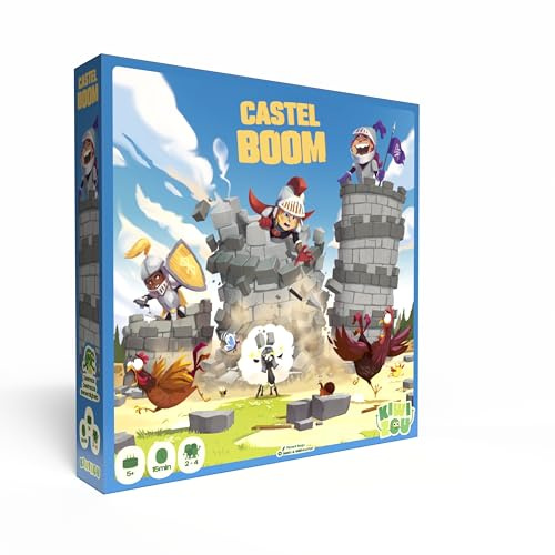 Castel Boom - Jeu de Société Enfant | Mémoire & Dextérité | 2 à 4 Joueurs | Construisez Un château | Dès 5 Ans | Kiwizou | Blackrock Games, Bleu