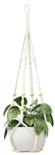 Bamworld Suspension pour Plantes en Macramé, Pot Suspendu Décoration Boho à Main en Corde de Coton, pour Intérieur, Extérieur et Support Jardiniere Balcon
