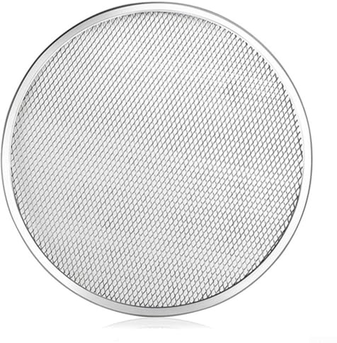 Teglia per pizza da 20-50 cm con foro, in acciaio inox, teglia per pizza a rete, antiaderente, rotonda e croccante, foglio da forno e da portata (48,3 cm)