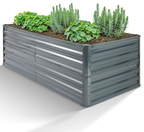 Arebos Hochbeet Metall 240x90x79 cm | Gartenbeet aus verzinktem Stahl | Pflanzbeet wetterfest & rostfrei | Rechteckiges Gemüsebeet für Garten & Terrasse | Hochbeet Bausatz ohne Boden