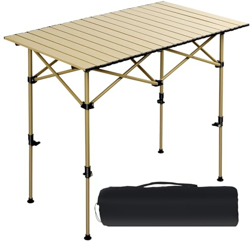 korutomi Camping Table Folding Portable Camp Lightweight Roll Up Table Adjustable Height with Carry Bag Indoor Outdoor for Camping, Home,Picnic,Backyard,BBQ,Party