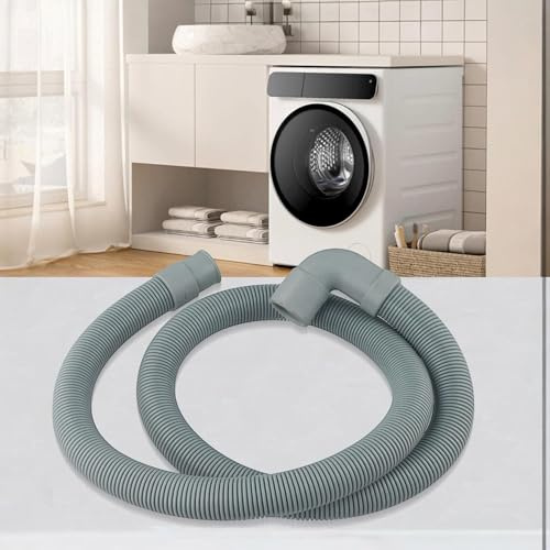 Topolenashop Tubo Scarico Lavatrice Universale 1,5m con Staffa a U | Tubo Flessibile di Scarico 21/25mm per Lavatrice o Lavastoviglie – Grigio, Anti-Piega, Facile da Montare 59053