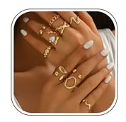 Uwiyo 12PCS Gold Sliver Chunky Rings for Women, Gold Sliver Stackable Knuckle Rings Boho Stacking Thick Open Rings Adjustable Thumb Ring Finger Mid Ring Jewelry Gifts for Women (Golde Set 3)
