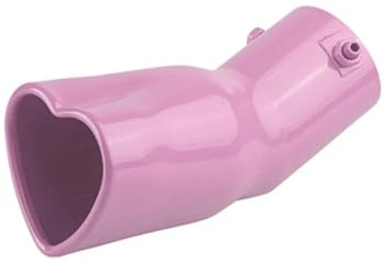 Terminali di scarico 1 pezzo universale in acciaio inox a forma cuore tubo piegato gola di coda 63 mm/2,5'' tubo di scarico marmitta punte marmitta auto Silenziatore(Pink)