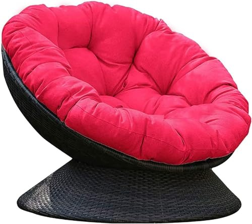 Silla redonda esponjosa, silla de luna de 120 cm para uso en interiores y exteriores, cómoda hamaca colgante en forma de cuenco, acogedora silla oscilante de algodón rojo rosa