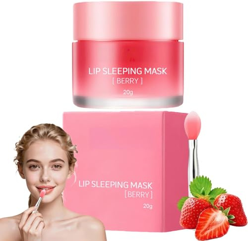 Lip Mask Overnight with Lip Moisturiser - Intensive Repair for Dry, Chapped, Peeling & Cracked Lips, Fades Pout Lines, Nourishing Pout Care Oil Balm