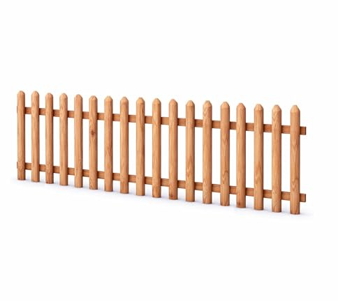 Gartenpirat Paquete de madera para valla de listones longitud 180 cm altura 60 cm – Listones de alerce natural tipo C – Valla para jardín delantero con pestillos y tornillos