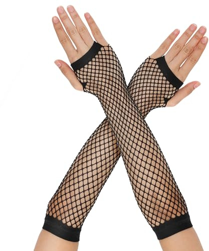 Fishnet Gloves Fingerless, Fish Net Arm Sleeves Stretchy