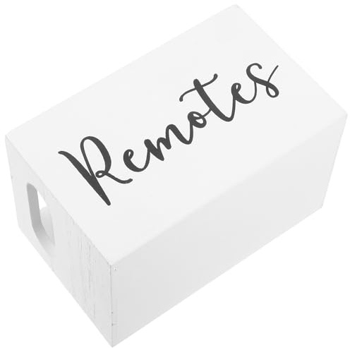 LIFKICH Organizador Rústico de Madera white para Mandos a Distancia, Caja Compartimentos para Sala de Estar y Mesa de Centro, Almacenamiento Abierto para Artículos Pequeños, 1 Unidad