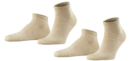 FALKE Herren Sneakersocken Happy Double Pack M Sn Baumwolle kurz einfarbig 2 Paar, Beige Sand Melange 4650, 43-46