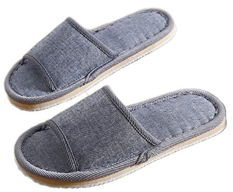6 Pair of Open Toe Breathable Slippers,Solid Color Casual Slippers,Spa Slippers for Guests, Hotel, Travel, Unisex Universal Size Washable (6 gray medium size)